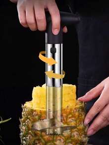 1pc Stainless Steel Pineapple Corer, Pineapple Core Remover, Easy-To-Use Peeler, Rust-Resistant Reinforced Stainless Steel Sharp Blade, Fruit Slicer Tool, Detachable Handle, Kitchen Essential, Corer (Random Color) - Multicolor - View 3