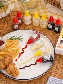 12/6/4/2入可攜式擠壓醬料瓶 調味增味瓶 適用沙拉醬/番茄醬/巧克力醬/蜂蜜醬 便當盒配件 廚房工具 露營/派對/宿舍/開學/節日禮物首選 - 彩色 - 查看 1