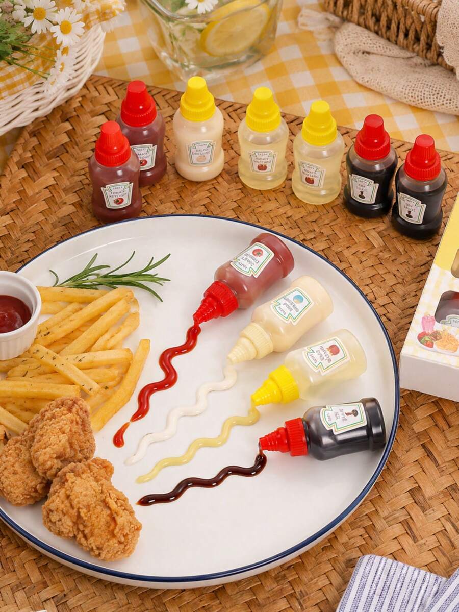 12/6/4/2入可攜式擠壓醬料瓶 調味增味瓶 適用沙拉醬/番茄醬/巧克力醬/蜂蜜醬 便當盒配件 廚房工具 露營/派對/宿舍/開學/節日禮物首選 - 彩色 - 查看 1