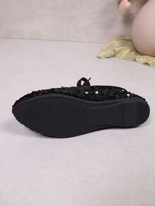 Women's Fashion Pointed Toe Lace-Up Flat Shoes For Daily Wear - Black - View 6