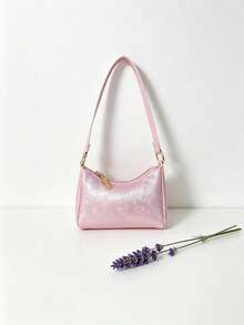 Pearlescent Glitter Shiny Mini Handbag, Minimalist Elegant Lipstick Pouch, Printed Crescent Moon Bag, Suitable For Daily Use - A - View 10