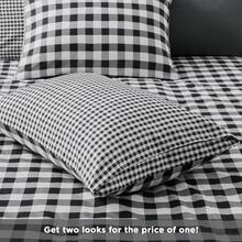 Summer Vacation 4/5/6/9 Pieces Bed-In-A-Bag Comforter Set 4 , Colorful Plaid Ruched Design With Decorative Pillows, Soft Microfiber Bedding Sets For All Seasons, Back-To-School Dorm Essentials, Christmas Thanks Giving Ideal Gifts - Black - 6/9pcs - View 7