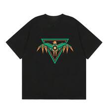 Tropical Palm Tennis Club Graphic Tee, Triangle Vintage Landscape Print Crew Neck Loose Fit Cotton T-Shirt - C78 Black - View 3