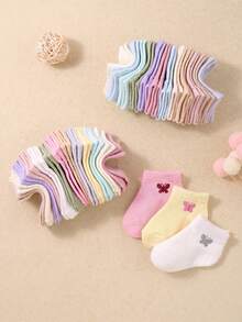 6/12/24 Pairs Soft Breathable High Elastic Candy Color Butterfly Jacquard Baby Socks, Toddler Girls Walking Socks/Sports Socks, Comfortable For Daily Wear Without Tightness, Suitable For 0-36 Months Babies, Autumn Daily Wear And Back To School Season, Baby Socks, Girls Socks, Butterfly Pattern, Back To School Gift, Newborn Essentials - Multicolor - View 2