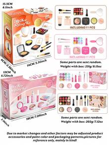 1 Set Girls Pretend Play Makeup Kit, Non-Applicable, Luxury Cosmetic Simulation Fashion Toy Set -- Includes Realistic Lipstick, Eyeshadow, Brushes, Etc. Some Parts Sent Randomly - Multicolor - View 3