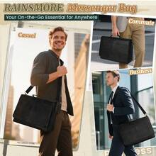 PU Laptop Messenger Bag 15.6 Inch, Waterproof Vintage Briefcase, Large Work Shoulder Bag For Office University Travel Computer - Black - View 3