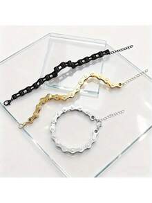 1pc Personalized Bicycle Chain Iron Metal Bracelet, Hip Hop Punk Style, Unisex - Bracelet - View 8