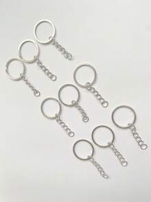 50 piezas de anillos de metal divididos en blanco, herrajes de bucle de llavero desmontable para dijes de llaves DIY, accesorios de joyería hechos a mano - Llavero plano - Ver 1