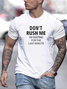 Don't Pressure Me Men's Cotton T-Shirt - Casual Crew Neck, Short Sleeve, Solid Color Summer T-Shirt - 白色 - 查看 1