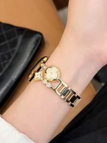 1 pieza Brazalete de cadena de reloj de resina vintage creativa dorada, adecuado para Apple Watch 38/40/41/42/44/45/46/49mm/S11/10/9/8/7/6/5/4/3/2/1, accesorio de joyería de moda para mujer con cadena de reloj de metal con strass de alta gama para verano, vintage, accesorio de reloj inteligente, regalo para mejor amiga, fiesta, baile, uso diario - Dorado - Ver 6