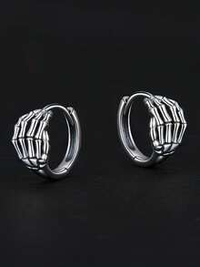 1 Pair Punk Skeleton Hand Bone Hoop Earrings, Designed For Women, Suitable For Wedding, Engagement, Anniversary Party, Valentine's Day Gift - 1# - View 2