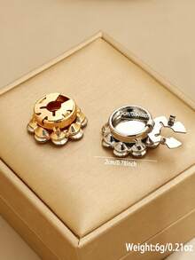 1pc Rhinestone Flower Cufflinks, Elegant Versatile Shirt Cuff Decor, Exquisite Cufflinks Collar Accessories For Women - Flowers - View 6