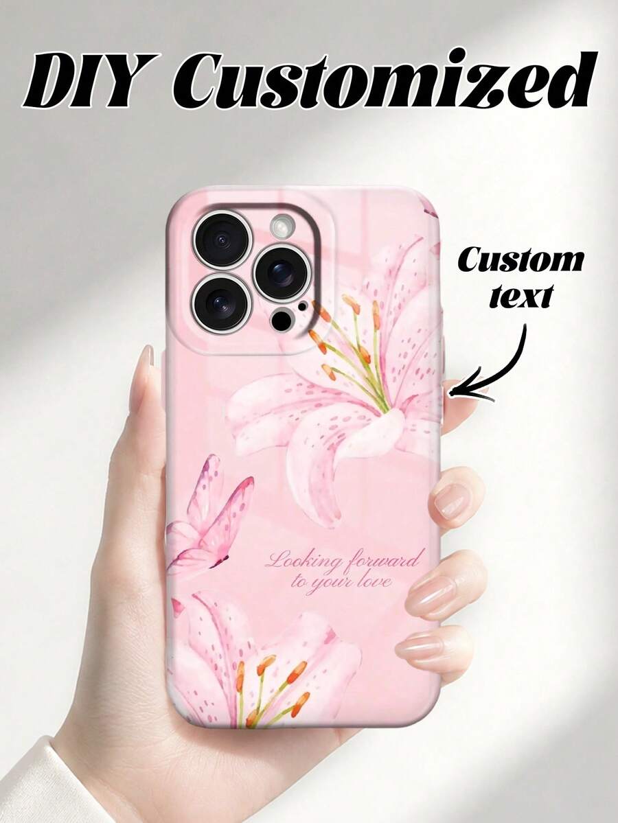 夏季 1 件花卉客製化家人朋友情侶姓名文字防摔透明手機殼,適用於 iPhone 11/12/13/14/15/16/16 Pro/16 Plus/16 Pro Max/17 Pro Max/S26/S25/A56/A55 及其他 Android 機型,送給朋友的禮物 - 彩色 - 查看 1