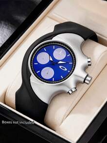 Reloj de Marca Premium: Diseño de Ojo de Demonio, Estilo Falso de Tres Ojos, Reloj de Cuarzo de Lujo, Estilo Retro de Moda, Adecuado para Hombres, Reloj de Negocios de Moda para Hombres, Regalo Perfecto para Vacaciones y Cumpleaños - Oro rosa - Ver 2