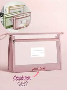 1pc Customized Oversized A4 Mesh Storage Bag - Multiple Colors Available, Transparent & Breathable, Dual Zipper Closure, Tear-Resistant & Reusable. Suitable For Office Supplies Or Handicrafts, Random Accessories - Multicolor - View 1