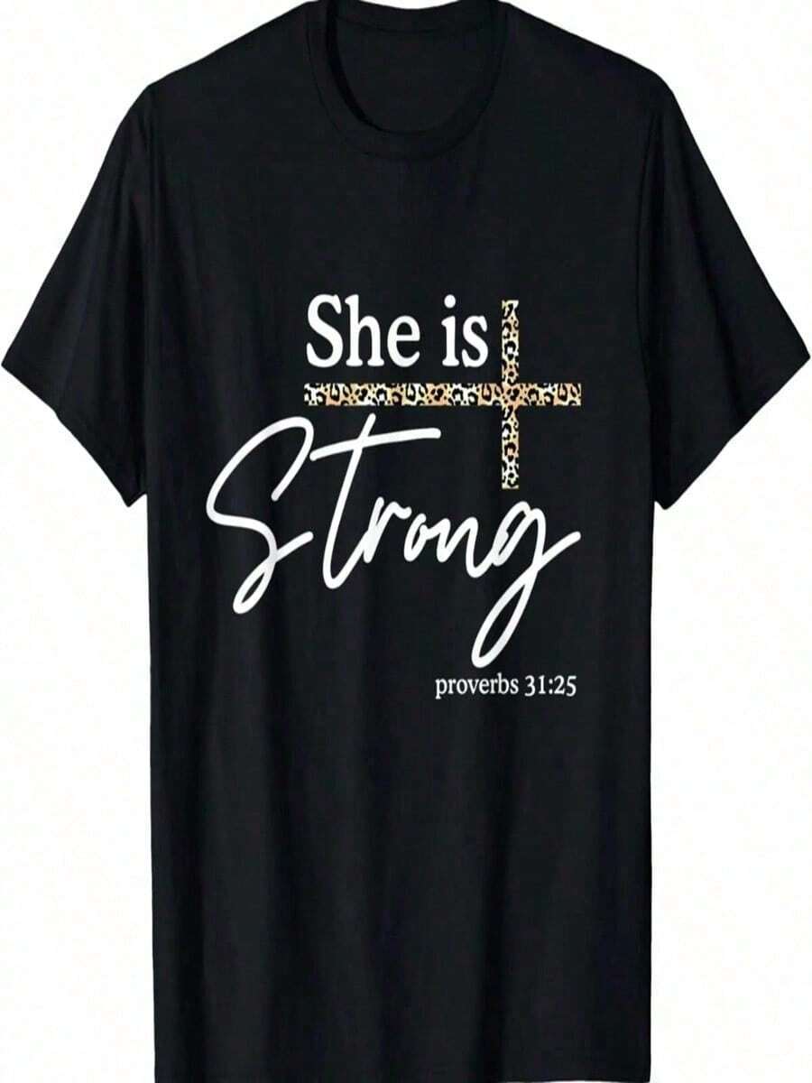 Plus Sizes - Plus Sizes - Women's Elegant Casual Crew Neck T-Shirt With Colorful And Fun Print For Spring - Black13 - View 1