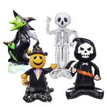 Small Base Skeleton, Pumpkin, Witch, Grim Reaper Shaped Balloon Set Suitable For Halloween And Day Of The Dead Decoration - Multicolor - View 4