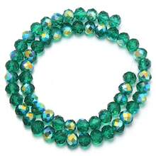 1 Strand Green Plated Artificial Crystal Glass Beads - Carved Spacer Beads, Suitable For Handmade DIY Necklace, Earrings, Bracelet Jewelry Decoration Beads, Keychain Phone Chain Making Accessories Beads, Gradient Color Beads, Shiny Surface - Green - View 11