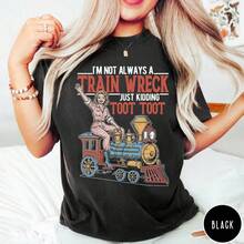 Vintage 100% Cotton Summer Tops, 'I'm Not Always A Mess' Print T-Shirt, Funny, Aesthetic, Retro, Sarcastic, For Women, Women's Summer Clothing - 黑色 - 查看 1
