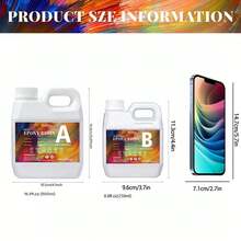 500ml/1000ml 水晶透明環氧樹脂套組 低氣味 抗UV AB膠 1:1混合 適用於DIY手工、杯墊、裝飾飾品、塗層 - B - 查看 3