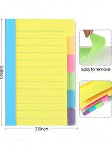 1pc Adhesive Label Divider With Bright Memo Notes And School Index Tabs, Suitable For Students And Adults Learning Supplies School Supplies - one-size - View 2