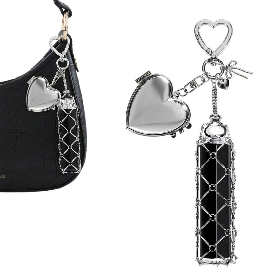 Portable Lipstick Storage Pendant With Mini Mirror, Fashionable Hanging Organizer, Portable Cosmetic Storage Accessory