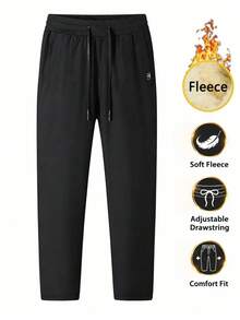 Plush Pants For Men, Sports Pants With Added Fleece, Men's Winter Outdoor Fleece Pants, Breathable Casual Running And Hiking Pants Black - Black - View 5