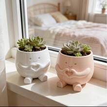 Heart-Shaped Flower Pot, Cute Succulent Plant Pot Container, High Aesthetic Value Small Flower Pot, Office Indoor/Outdoor Desktop Home Decor, Halloween Decoration, Back To School, Dorm Decor, School, Room Decor, Desktop Decor, Gardening Supplies - Love Donation - View 10