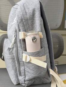Ransel Bordir Pita Minimalis, Tas Sekolah Siswa Ringan dan Serbaguna dengan Desain Kompartemen Berlapis, Kapasitas Besar untuk Buku Pelajaran, Buku Catatan, Alat Tulis, dan Perlengkapan Belajar Lainnya, Kantong Samping untuk Botol Minum, Payung, Cocok untuk Sekolah, Bimbingan Belajar, Perjalanan, Belanja, Bepergian, Musim Kembali ke Sekolah, Unisex - MultiWarna - View 8