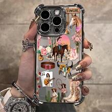 Funda para teléfono: 1 unidad de funda para teléfono con diseño floral de vaquera del oeste, compatible con Apple  11 12 13 14 15 16 17 ProMax XS X Xs Max, a prueba de golpes, transparente, estilo vintage femenino, linda y a la moda, se puede regalar a amigos o a un ser querido. - Plateado - Ver 2