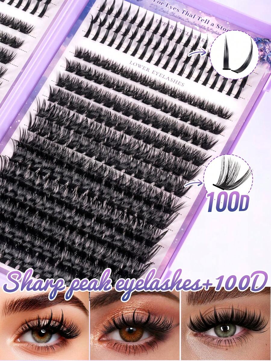 536 Piece Eyelash Inoculation Set, 100D Curl Mixed Length 8-16mm, 0.05mm Ultra Thick Eyelashes, Can Be Reused For Professional Eyelash Beauty, Lash Clusters,Cat Eye Lashes,Anime Lashes,Lashes With Spikes