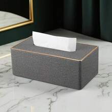 Caja de pañuelos de madera, estilo de lujo de alta gama, para mesa de centro de la sala de estar, hotel, restaurante, decoración del hogar, dispensador de pañuelos de almacenamiento de alto valor - Gris Oscuro - Ver 5