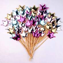 150pcs PU Heart-Shaped Cupcake Toppers, Colorful Cake Decorations, Crown And Star Cake Toppers, Suitable For Weddings, Parties, Birthdays, Baking, DIY Desserts, Fruits, Cakes - Multicolor - View 10