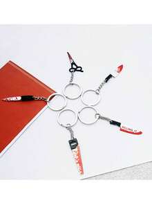 3pcs Printed Bloodstain Weapon Keychain (Knife, Axe) - Featuring Bloodstain And Serrated Design; Fashionable Decorative Keychain; Suitable For Birthday, Holiday Exchange, Or As Horror-Themed Birthday And Halloween Gift - One Size Fits All - View 5