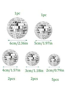 11pcs Mirror Disco Ball Set, Silver Disco Ball, Decorative Disco Ball, Birthday Party, Graduation Party, Bachelor Party, Decorative Ball, Bar Decor - 1 SET - View 12