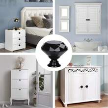 6/12 buah Tarikan Laci Logam Kristal Hitam - Gagang Pintu Kabinet Kaca dengan Sekrup (30mm, Hitam Semua) - 30mm - View 7