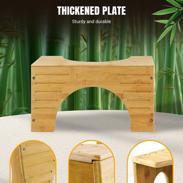 7Sevenjokers Wooden Toilet Stool C-Shape 35° Angle, Space-Saving Non-Slip Foot Rest For Squatting, Durable Bathroom Step Stool For Adults & Kids
