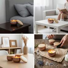 HIZTGHC 62pcs Candle Making Kit, 2.5oz, 12pcs Round Rose Gold Metal Candle Tins (With Wood Grain Lids), Wick Stickers, Wick Set, DIY Aromatherapy Candle Empty Containers, Spice, Candy And Jewelry Storage Jars - Multiple Styles - View 7