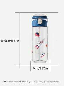 1個 470ML/560ML 可愛卡通吸管兒童杯，簡約學生水壺，可鎖防漏耐用附手柄，適合日常使用 - 星際款藍色 - 查看 2