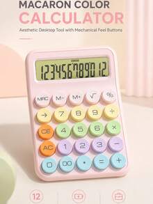1 pieza Calculadora grande de 12 dígitos con pantalla de dopamina, hecha de material de alta calidad, teclado mecánico, adecuada para la escuela, la oficina, el comercio minorista, los premios en el aula, de vuelta a la escuela - Morado - Ver 17