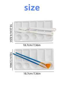 3pcs Dual Row Paint Palette Set With Palette/Knife & Brush 5 Round 5 Square Wells For Watercolor Oil Acrylic - Palette Set - View 2