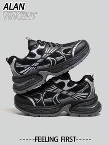 Alan Vincent [Free Returns] [City Sports Shoes Series] Black Sports Shoes Women's New Thick Sole Sneakers Comfortable Fashion Running Shoes Casual Sports Shoes Women's Outdoor Shoes Women's Shoes Breathable Mesh - Black - View 10