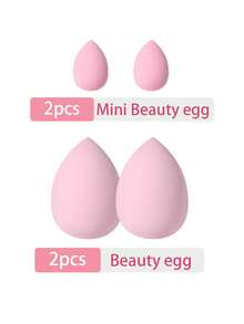 16Pcs/4pcs Pink All-In-One Makeup Prep Kit With Bow Plush Hairband Multi-Size Dry Wet Beauty Sponge Triangle Velvet Powder Puff Silicone Brush Cleaner Bowl Cosmetic Tools For Foundation Loose Powder - Pink - View 10