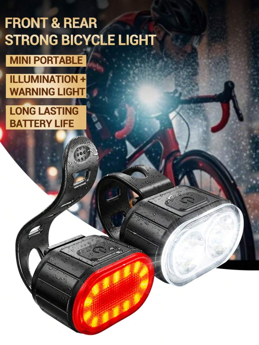 1pc Bicycle Headlight Rechargeable Bicycle Flashlight With Tail Light 4 Modes Waterproof Headlight Suitable For Outdoor Camping Night Riding Lighting Safety Light - Bicycle Light - View 1