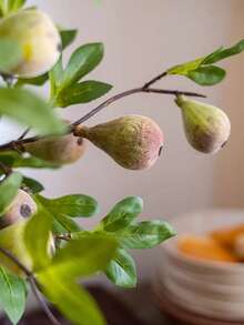 Artificial Fig Branch Stem With Faux Fig Fruit, Autumn Greenery Foliage, Artificial Fiddle Leaf Fig Branch With Fig Fruit, Fake Greenery, Suitable For Restaurant, Bathroom, Living Room Center Decor, Autumn Home Decoration - Multicolor - View 6