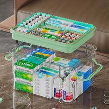 1PC Large Capacity Double-Layer Medicine Storage Box, Waterproof, Transparent Storage, Suitable For Home And Travel, Convenient For Access And Viewing - Multicolor - View 7