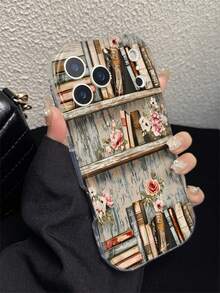 Étui de téléphone vintage avec étagère de livres remplie de vieux livres, étui de téléphone avec motif floral, étui de téléphone personnalisé, texture lisse et crémeuse, absorption des chocs par tampon de vague, antichoc, léger et anti-collision, pour iPhone 11 Pro Max/12/12 Pro/12 Pro Max/13/13 Pro/13 Pro Max/14/14 Plus/14 Pro/14 Pro Max/15/15 Plus/15 Pro/15 Pro Max/16/16 Plus/16 Pro/16 Pro Max/X/XS/XS Max/17/17 Pro/17 Pro Max/Air - Multicolore - Voir 2