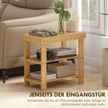 Natural Bamboo Shoe Bench, 2-Tier Shoe Rack, Integrated Seat, For Entryway, Hallway, 50 X 28 X 45 Cm - 自然色 - 查看 6