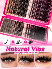 760 Piece Wet Cartoon Eyelash Extension Set, 10-16mm Pointed Cartoon Eyelashes, Portable And Easy To DIY, Suitable For Home, Travel And Multi Scene Makeup, Lashes With Spikes,Spike Lashes,Cat Eye Lashes - D - View 6