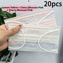 40/20/10pcs Lace Lightweight Breathable Disposable Face Masks, High Aesthetic, Suitable For Home, Office And Outdoor Use - Multicolor - View 18
